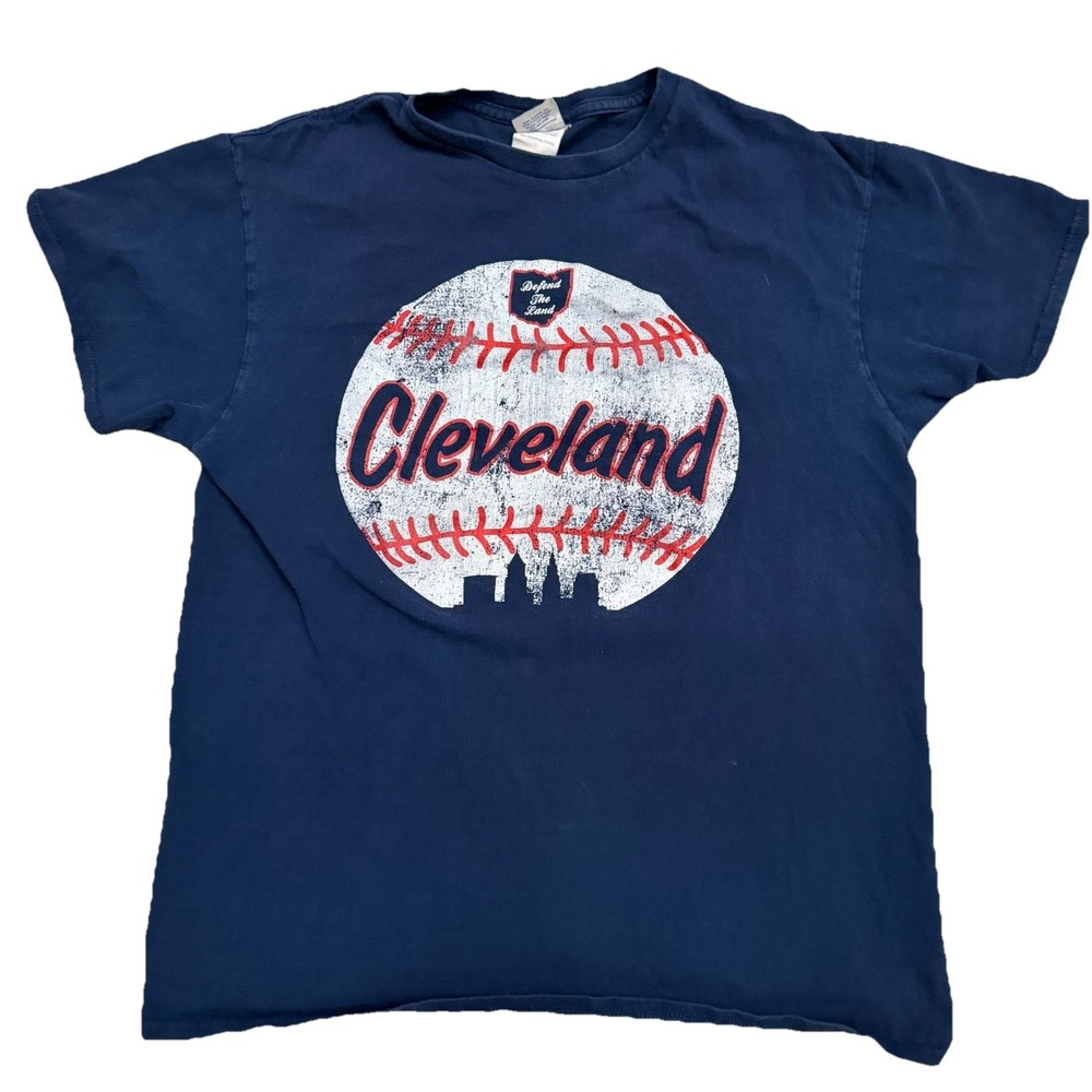 Vintage Cleveland Indians "Defend The Land" Baseball Tee – Size M
